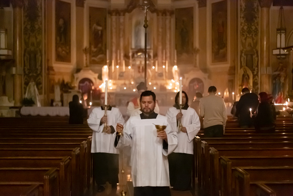 Polish Apostolate First Thursday Candlelight Latin Mass - Latin Missa Cantata 1962 Missal - for the Feast of St. Bibiana (patron saint of hangovers) at Our Lady of Mt Carmel Church, December 2, 2021 -